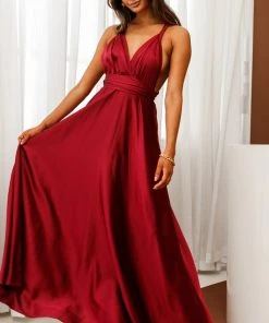 Selfie Leslie Ariana Multiway Maxi Dress Wine New In