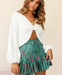 Selfie Leslie Adore Back-To-Front Twist Knit Crop Top White Bestsellers