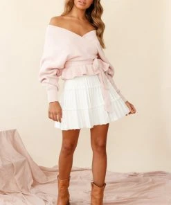 Selfie Leslie Amara Long Sleeve Knit Top Blush