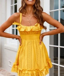 Selfie Leslie Ainsley Bow Accent Frill Trim Dress Mango