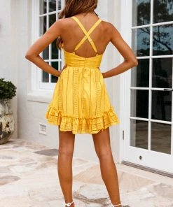 Selfie Leslie Ainsley Bow Accent Frill Trim Dress Mango