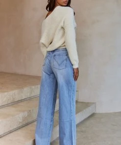 Selfie Leslie All My Love Long Sleeve Crossover Knit Sweater Off White