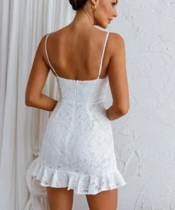 Selfie Leslie Aphrodite Molded Bust Lace Dress White