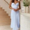 Selfie Leslie Lake Como Fitted Bodice Cami Strap Midi Dress Steel Blue