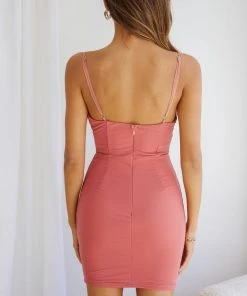 Selfie Leslie Clearance New In Callie Golden Ring Feature Cut-Out Bust Mini Dress Rose