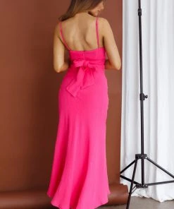 Selfie Leslie New In Twin Flame Drawstring Bust Midi Dress Hot Pink