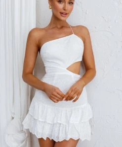 Selfie Leslie Alexia One-Shoulder Mini Dress White New In