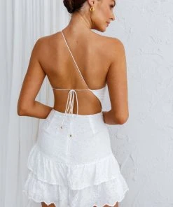 Selfie Leslie Alexia One-Shoulder Mini Dress White New In