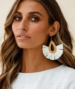 Selfie Leslie Clearance New Accessories Zanzibar Woven Straw Earrings Natural