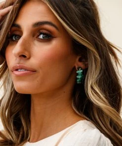 Selfie Leslie Clearance Jasmine Raw Cut Earrings Jade New Accessories