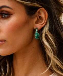 Selfie Leslie Clearance Jasmine Raw Cut Earrings Jade New Accessories