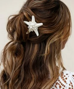 Selfie Leslie Clearance New Accessories Rae Pearl Accent Starfish Clip White