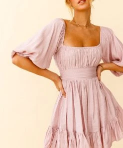 Selfie Leslie Abby Off-Shoulder Tie-Up Back Dress Blush