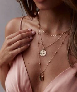 Selfie Leslie Magic Moment Padlock Pendant Necklace Set Gold New In