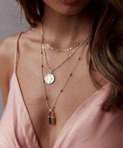 Selfie Leslie Magic Moment Padlock Pendant Necklace Set Gold New In