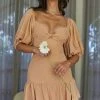 Selfie Leslie New In Macau Twisted Bust Flounce Hem Dress Apricot 1 Selfie Leslie New In Macau Twisted Bust Flounce Hem Dress Apricot