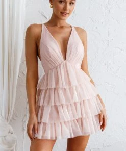 Selfie Leslie Sales Shop 7 Selfie Leslie Auguste Tiered Frill Mini Dress Blush