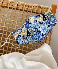 Selfie Leslie Clearance Clothing California Mask Floral Print Blue