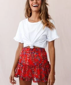 Selfie Leslie Bestsellers Alexi Mini Skirt Floral And Vine Print Red