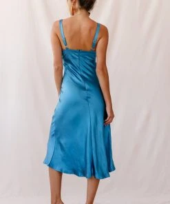 Selfie Leslie Bestsellers Perfect Day Satin Midi Dress Teal