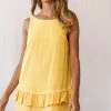 Selfie Leslie Trending Candice Tiered Frill Hem Scooped Back Dress Yellow 2 Selfie Leslie Trending Candice Tiered Frill Hem Scooped Back Dress Yellow