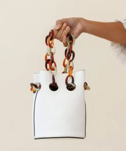 Selfie Leslie Clearance Accessories Cassie Chain Link Bucket Bag White