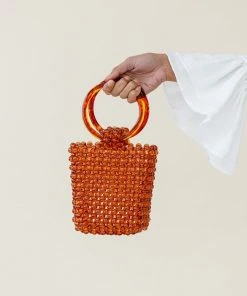 Selfie Leslie Clearance Accessories Karma Beaded Acrylic Handle Bag Tan